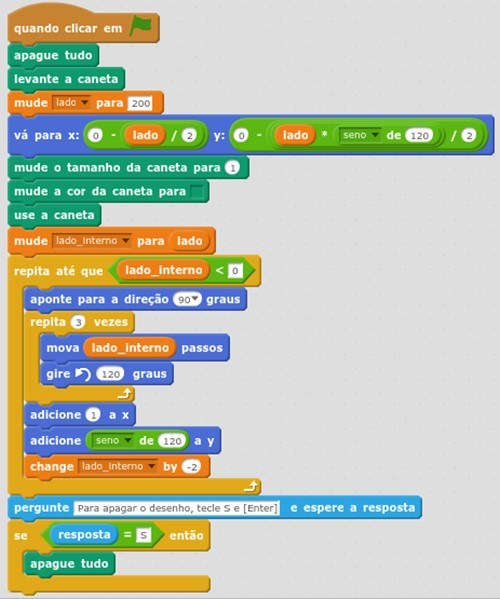 Código em blocos com estrutura mais complexa